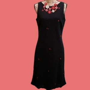 EUC evan picone black beaded dress size 14